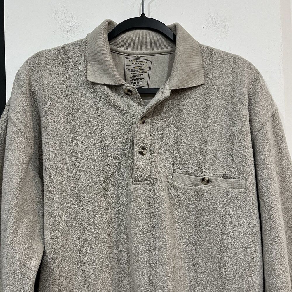 Safe Harbor Sportswear Collared Beige Sweatshirt  Men’s Size Medium - Picture 2 of 7